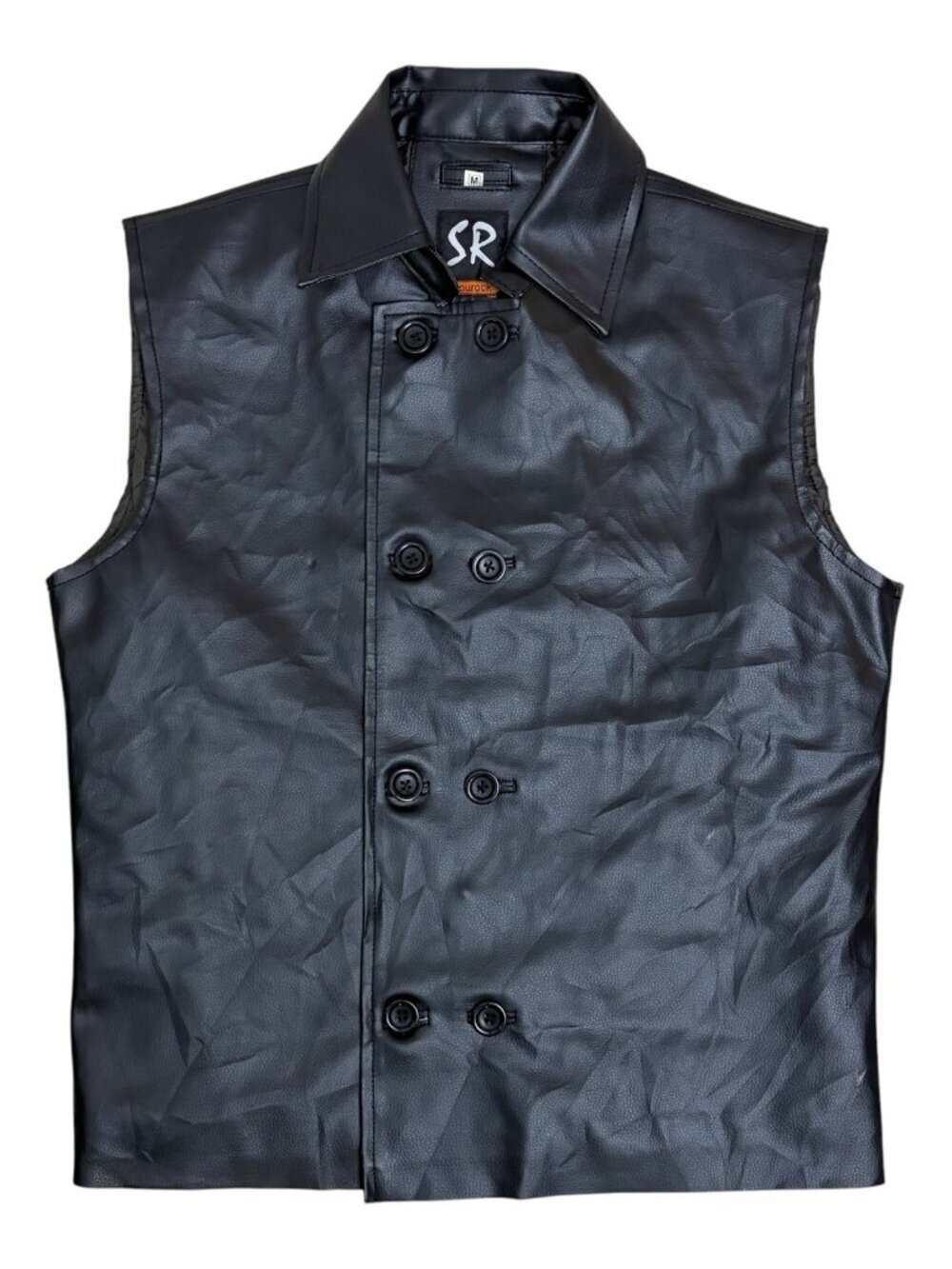 SK SOUROCK Leather Vest Motorcycle Spider Biker Riding Jacket Vest Mens Medium